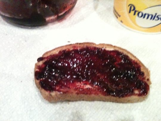 Uhhmmm...YUMMMM!!!  Blackberry jam on sourdough toast!!!
