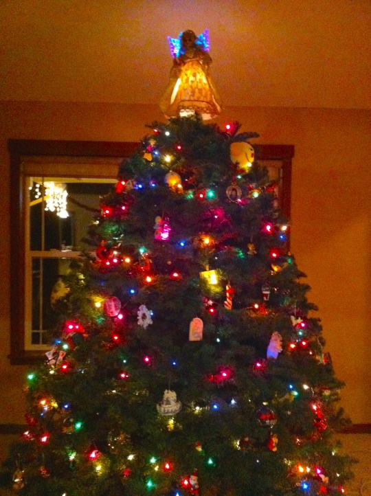 Here she is...no tinsel though...we have cats!!